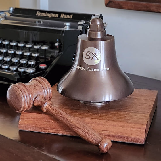 Medium Engravable Antiqued Brass Stock Market Bell