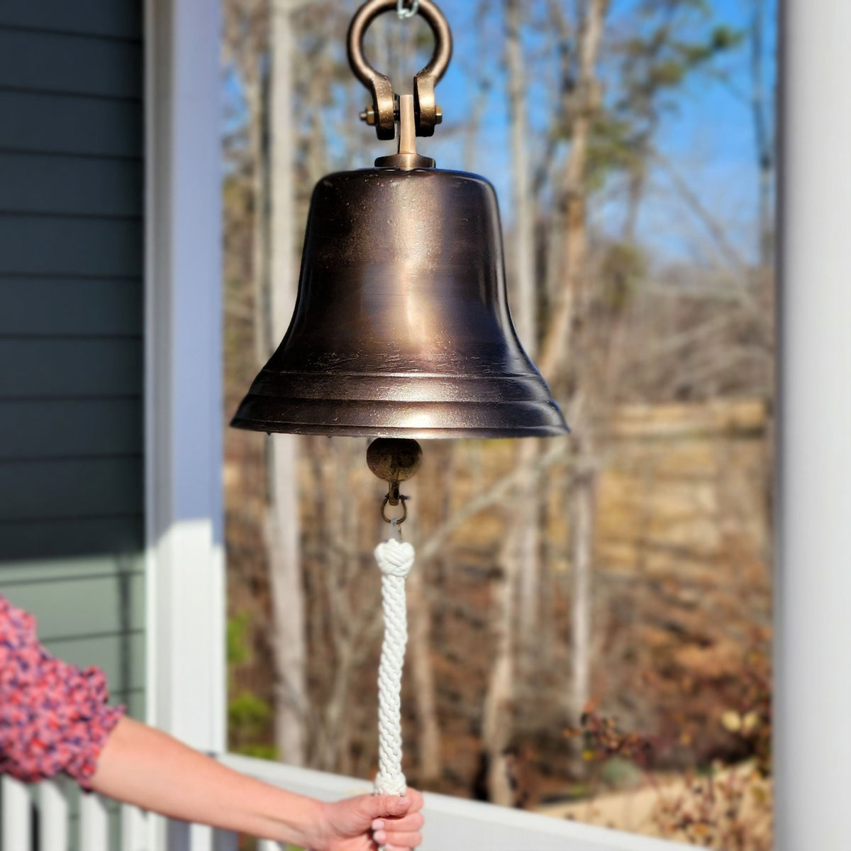 18 Inch Diameter Polished Brass Ridged Hanging Bell