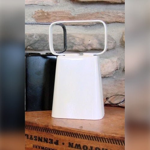 Large White Finish Brass Cowbell