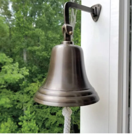 10 Inch Diameter Antiqued Brass Wall Bell Second