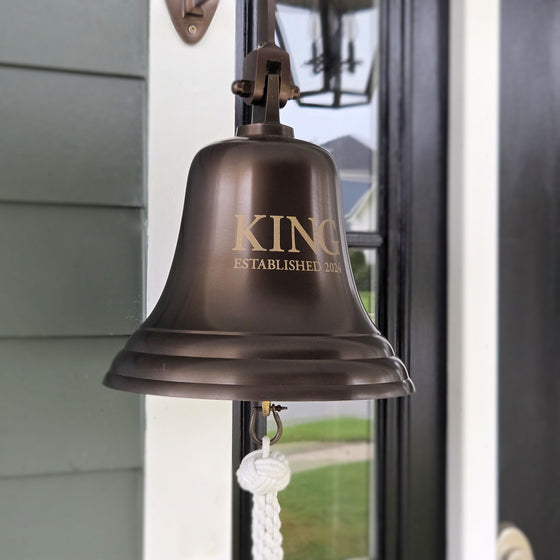 10 Inch Diameter Engravable Antiqued Brass Wall Bell
