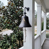 10 inch dark bronze wall bell with family initial A hanging southern porch