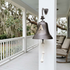 10 inch dark bronze wall bell with family initial A hanging southern porch