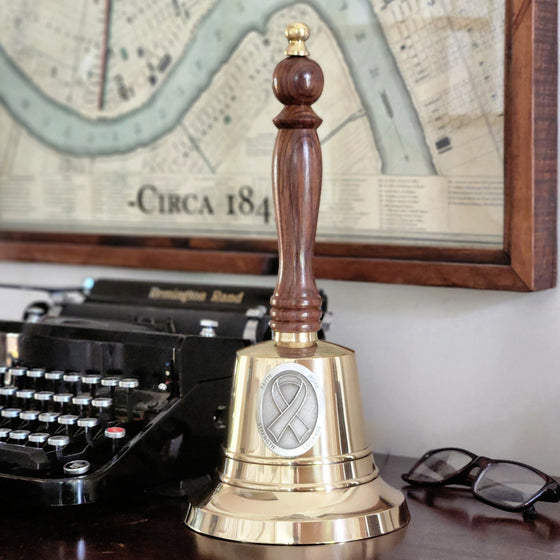 13 Inch Engravable Polished Hand Bell With Cancer Medallion