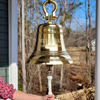 14 Inch Diameter Engravable Polished Brass Ridged Hanging Bell