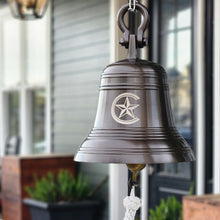  14 Inch Diameter Engravable Antiqued Brass Ridged Hanging Bell