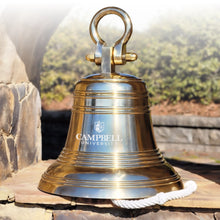  20 Inch Diameter Personalized Polished Brass Ridged Hanging Bell