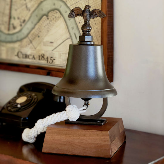 MEDIUM DELUXE ENGRAVABLE DARK BRONZE FINISH MEMORIAL BELL WITH EAGLE