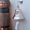 7 Inch Diameter Nickel Finish Brass Wall Bell With Fire Medallion