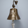 7 inch antiqued brass wall bell with words BIG SALE engraved on it 