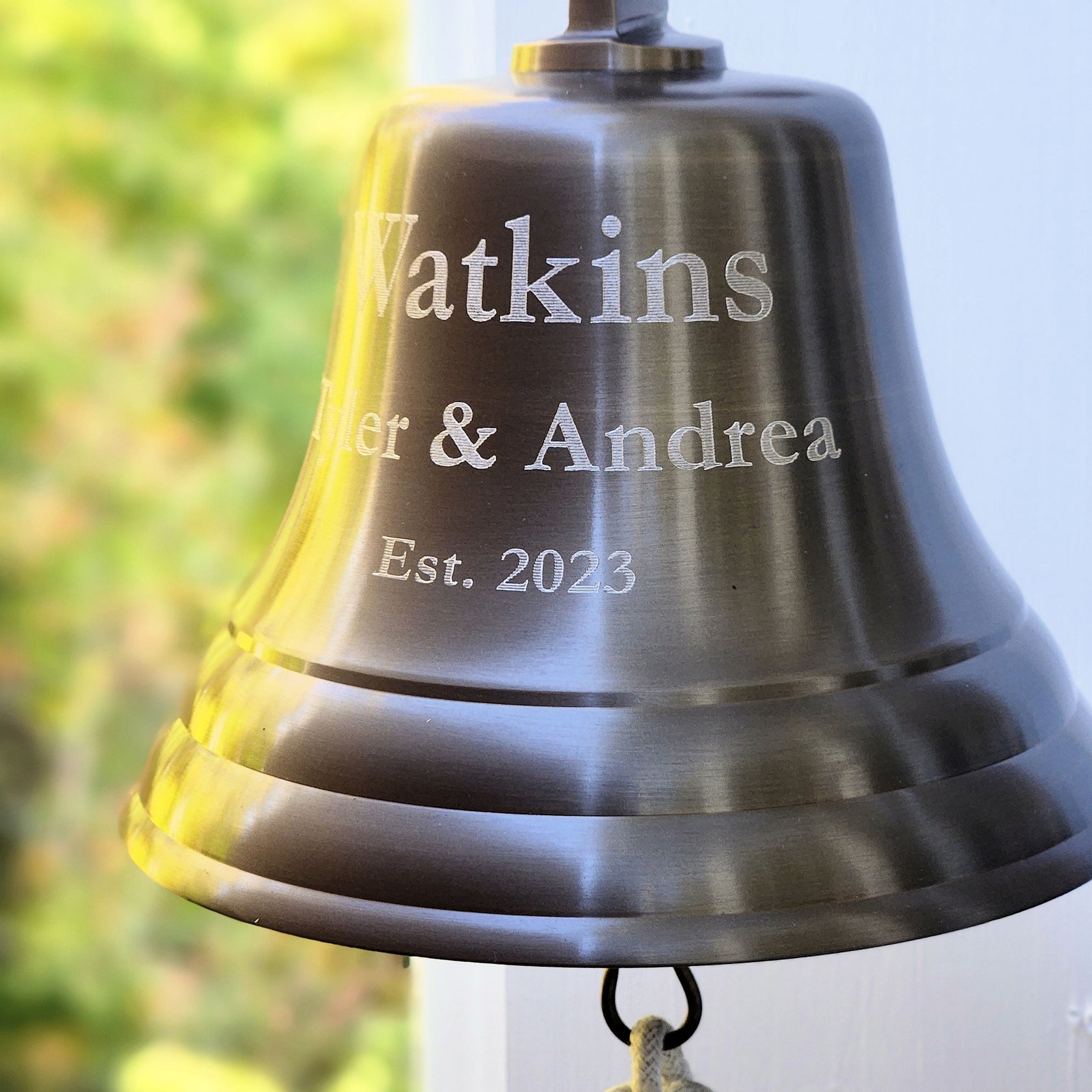 7 Inch Diameter Engravable Antiqued Brass Wall Bell – BrassBell