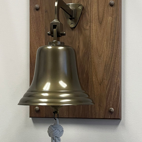 8 Inch Diameter Engravable Antiqued Brass Commemorative Plaque Bell bell image