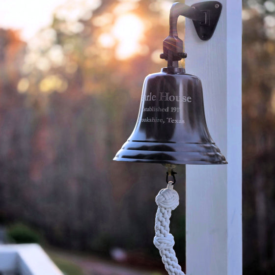 8 Inch Engravable Antiqued Brass Wall Bell