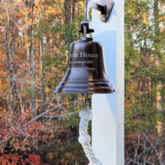 8 Inch Engravable Antiqued Brass Wall Bell