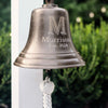 8 Inch Distressed Brass Family Initial Wall Bell