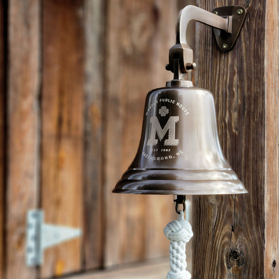 8 Inch Engravable Antiqued Brass Wall Bell