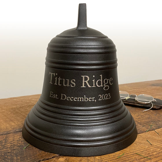 8 Inch Diameter Engravable Dark Bronze Ridged Wall Bell