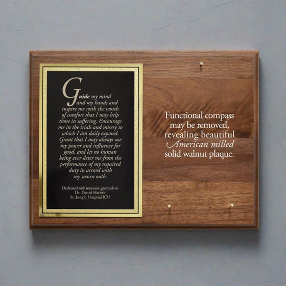 Personalized Company Logo Engraved Compass on Plaque