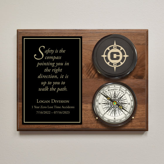 Personalized Company Logo Engraved Compass on Plaque