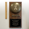 Cancer Ribbon Engraved Boxing Bell on Plaque with Ruler