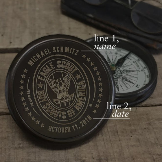 Eagle Scout Personalized Brass Compass