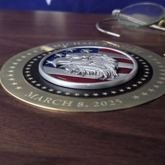 Eagle Scout Keepsake Box with Personalized Eagle Head Medallion Relief Close-up