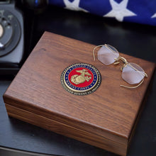  Personalized Walnut Keepsake Box with U.S. Marines Medallion