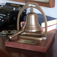  Medium Deluxe Engravable Antiqued Brass Desk Bell With Striker