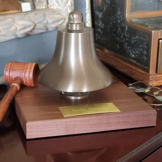 Medium Deluxe Engravable Antiqued Brass Stock Market Bell