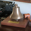 Medium Deluxe Engravable Antiqued Brass Stock Market Bell