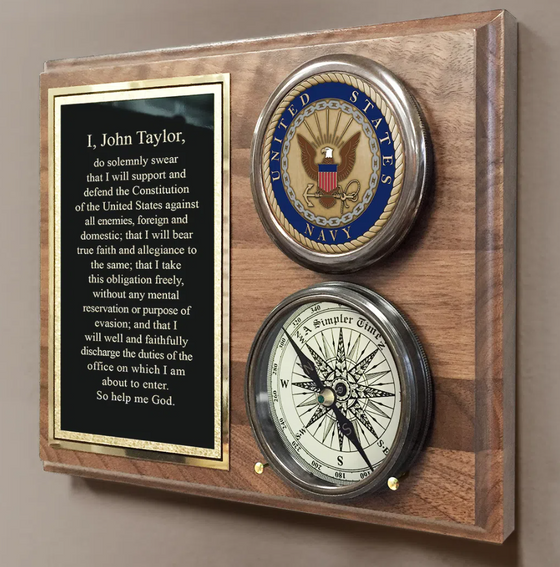 Personalized U.S. Navy Color Compass on Plaque