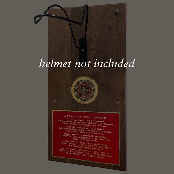 Personalized Firefighter Helmet on Plaque with Brass Maltese Medallion Helmet Not Included Text