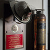 Personalized Firefighter Helmet on Plaque with Brass Maltese Medallion Dramatic