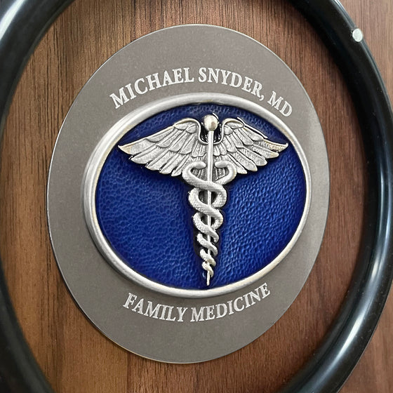 Engraved Physician Stethoscope Plaque Medallion Closeup