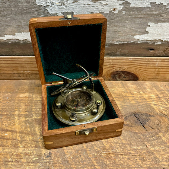 Antiqued Brass Sundial Compass