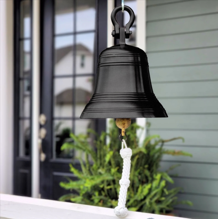 14 INCH DIAMETER DARK BRONZE BRASS RIDGED HANGING BELL SECOND