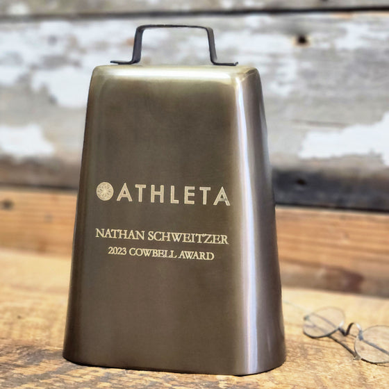 Extra Large Engravable Antiqued Brass Cowbell