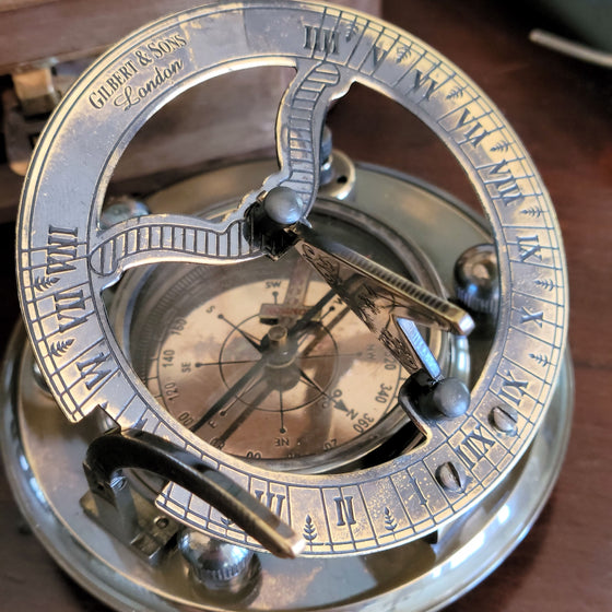 Antiqued Brass Sundial Compass