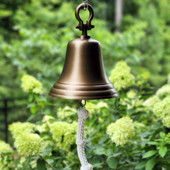 10" Diameter Engravable Antiqued Brass Hanging Bell