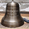 10 Inch Diameter Engravable Antiqued Brass Ridged Wall Bell