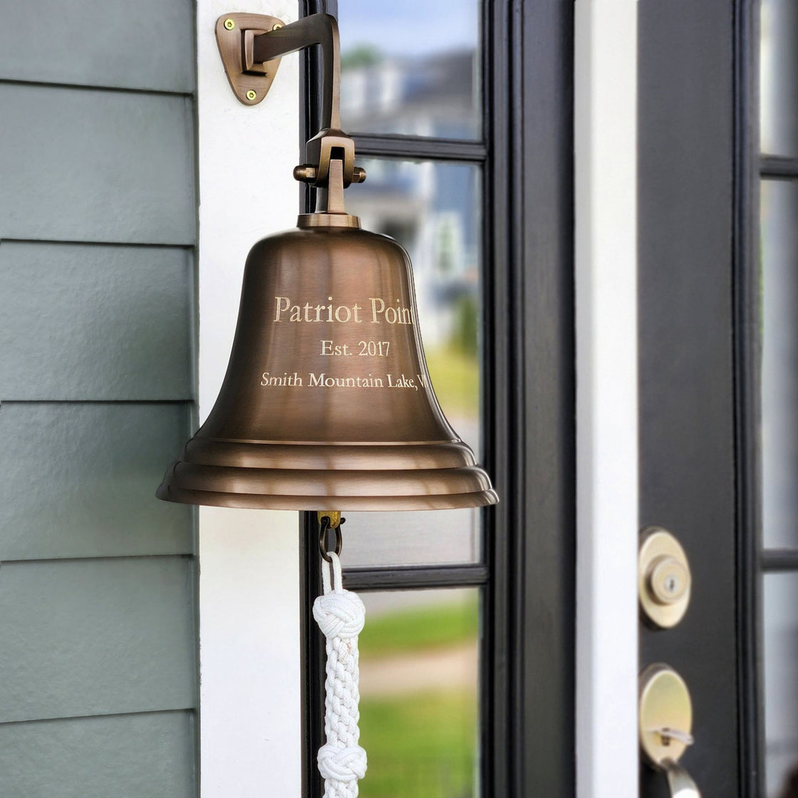 10 Inch Diameter Engravable Antiqued Brass Wall Bell – BrassBell