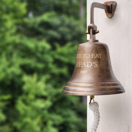 10 Inch Diameter Engravable Distressed Brass Wall Bell