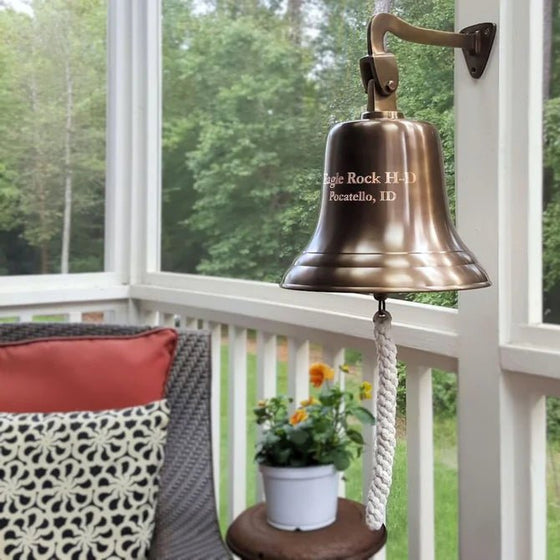 12 Inch Diameter Antiqued Brass Wall Bell Second