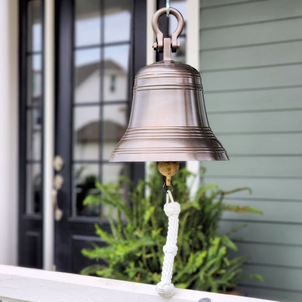 14 Inch Diameter Polished Brass Ridged Hanging Bell – BrassBell