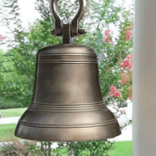  14 Inch Antiqued Brass Ridged Hanging Bell Second