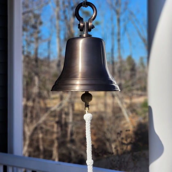 14 Inch Diameter Antiqued Brass Hanging Bell Second