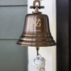 5 Inch Diameter Engravable Antiqued Brass Wall Bell