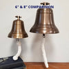 Comparison graphic showing size difference between 6 inch and 8 inch diameter ridged wall bells
