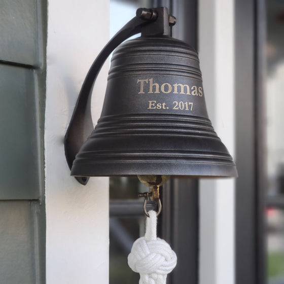 6 Inch Diameter Engravable Dark Bronze Ridged Wall Bell