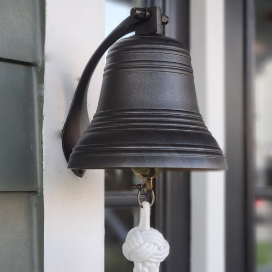 6 Inch Diameter Engravable Dark Bronze Ridged Wall Bell